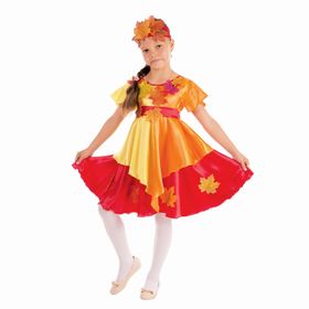 Карнавальный костюм 'Осенняя фантазия', 2 предмета: платье с поясом, головной убор, р-р 64, рост 128 см Ош