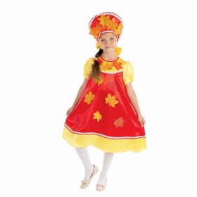 Карнавальный костюм 'Осенняя краса', 2 предмета: платье с кокеткой, кокошник, р-р 60, рост 116 см Ош
