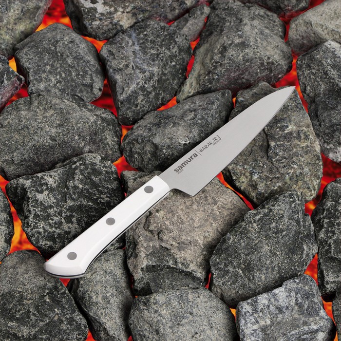 Нож кухонный Samura HARAKIRI, универсальный, лезвие 12 см, белая рукоять кухонный нож samura harakiri shr 0085b k