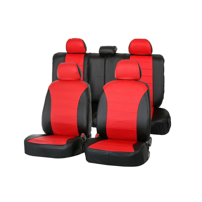 Чехлы универсальные "Аригон", экокожа, набор, черно-красные