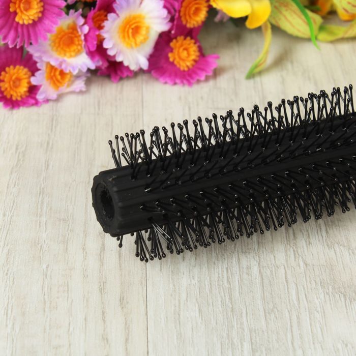 Брашинг с прорезиненной ручкой, d=2,5/4см, цвет чёрный/розовый