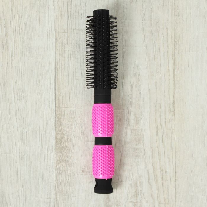 Брашинг с прорезиненной ручкой, d=2,5/4см, цвет чёрный/розовый