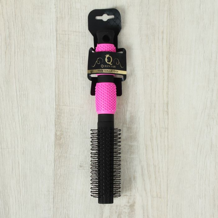 Брашинг с прорезиненной ручкой, d=2,5/4см, цвет чёрный/розовый