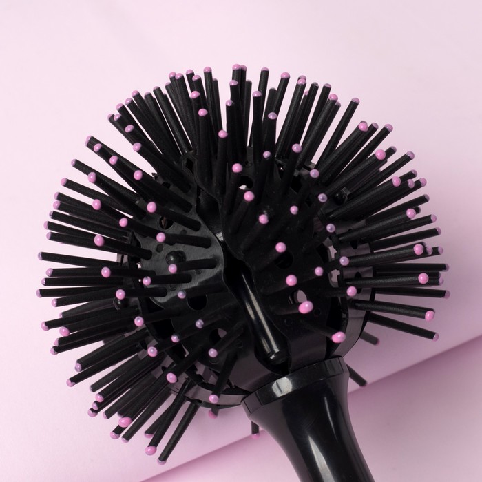 Расчёска массажная, 3D, цвет чёрный/розовый