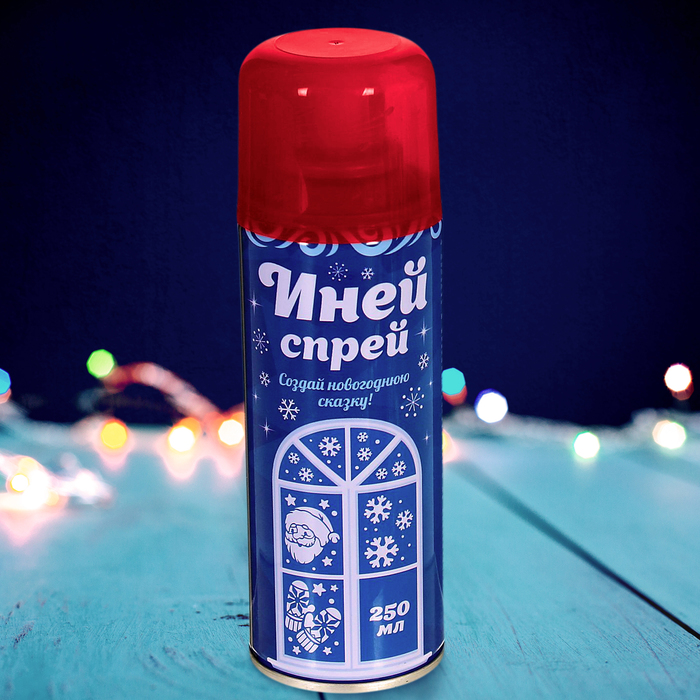 Иней-спрей "Новогодние узоры" с трафаретами, цвет красный