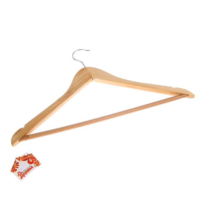 Вешалка-плечики с перекладиной, с антискользящим покрытием, размер 46-48, цвет светлое дерево