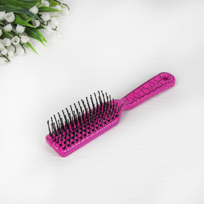 Расчёска массажная, прямоугольная, цвет розовый