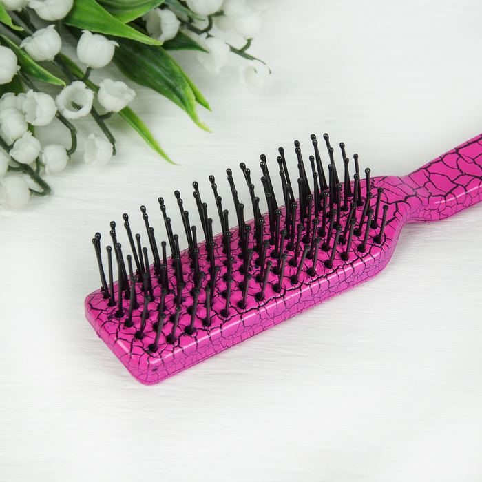 Расчёска массажная, прямоугольная, цвет розовый