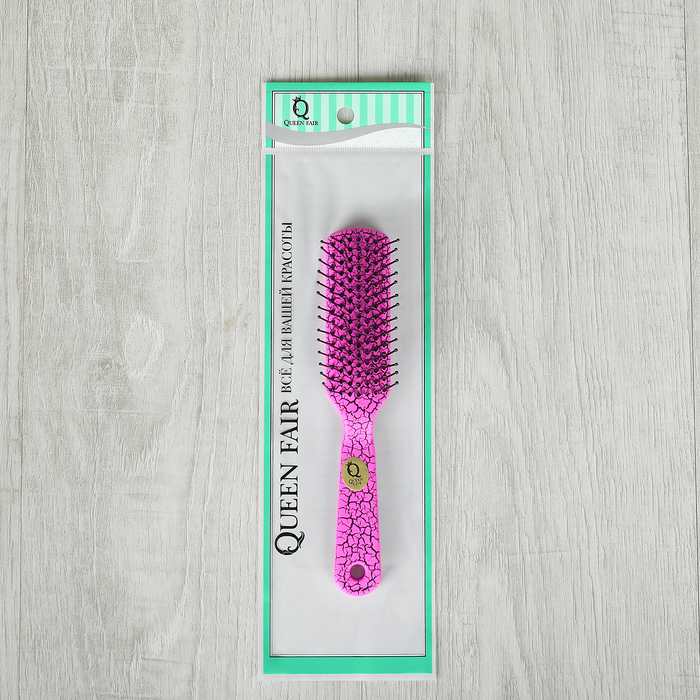 Расчёска массажная, прямоугольная, цвет розовый