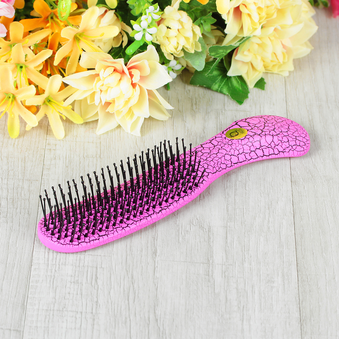 Расчёска массажная, фигурная, цвет розовый