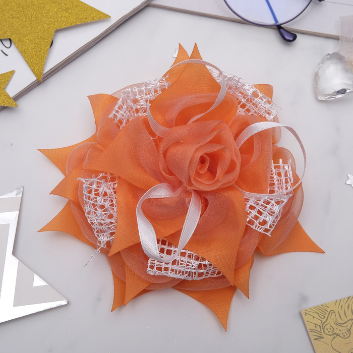 Бант для девочек "Роза с сеточкой", микс