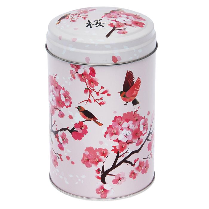 Банка для сыпучих продуктов 1,1 л "Сакура" круглая, d=9,9 см, h=14,5 см