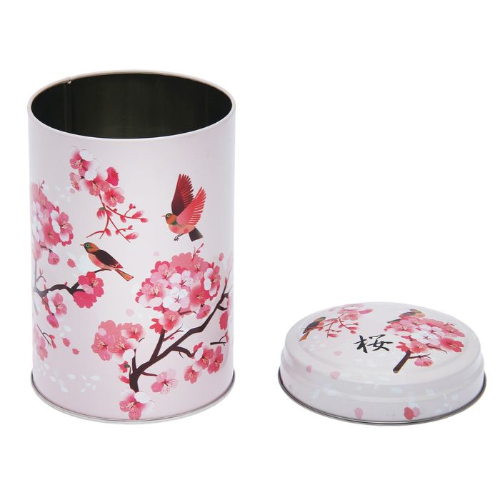 Банка для сыпучих продуктов 1,1 л "Сакура" круглая, d=9,9 см, h=14,5 см