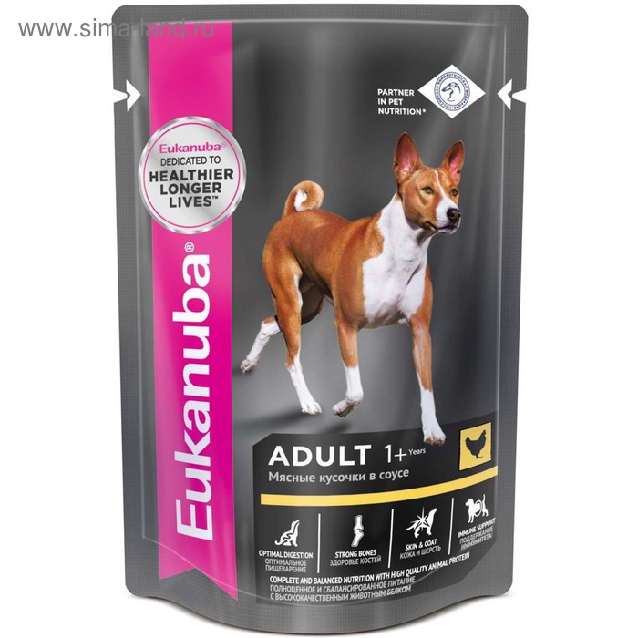 

Влажный корм EUK Dog для взрослых собак, курица в соусе, пауч, 100 г.