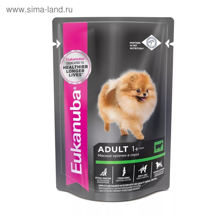 

Влажный корм EUK Dog для собак, с говядиной в соусе, пауч, 100 г