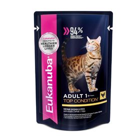 

Влажный корм EUK Cat для взрослых кошек, курица в соусе, пауч, 85 г