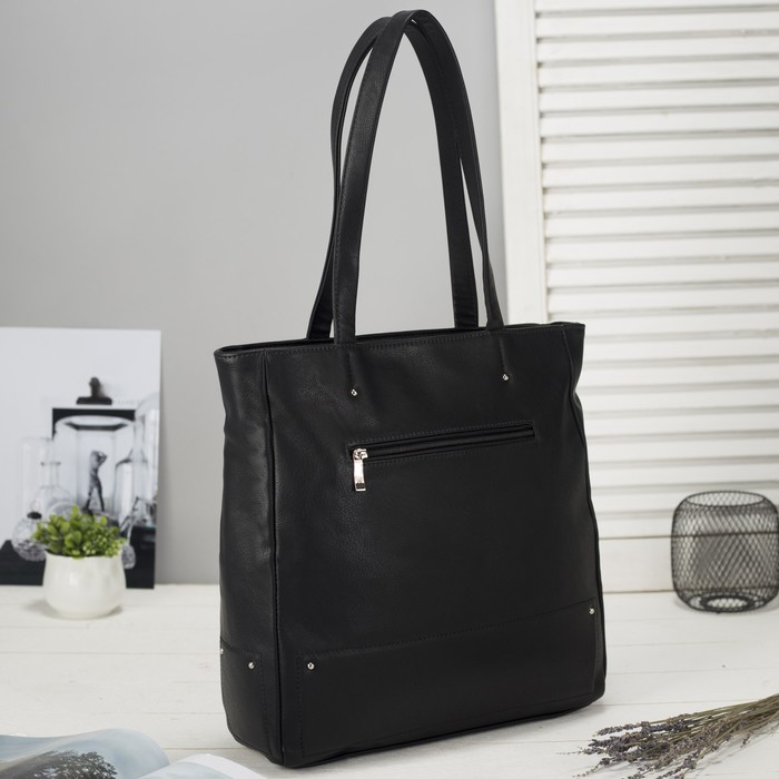 Сумка женская на молнии, 1 отдел с перегородкой, наружный карман, цвет чёрный