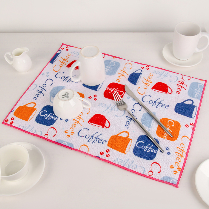 Коврик для сушки посуды 38х51 см "Кофе", микрофибра