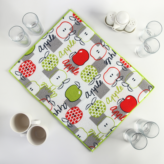 Коврик для сушки посуды 38х51 см "Яблоки", микрофибра