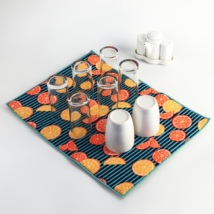 Коврик для сушки посуды 38х51 см "Цитрусы", микрофибра
