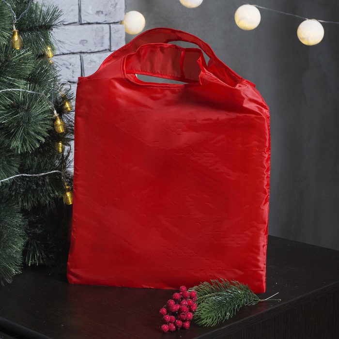 Сумка хозяйственная "Снежинки", складная, 1 отдел, цвет красный