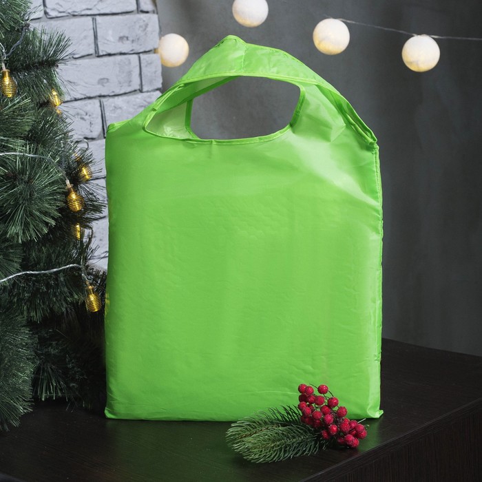 Сумка хозяйственная "Снежинки", складная, 1 отдел, цвет зелёный