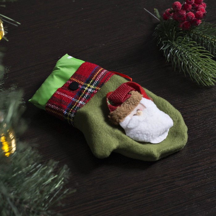 Сумка хозяйственная "Снежинки", складная, 1 отдел, цвет зелёный