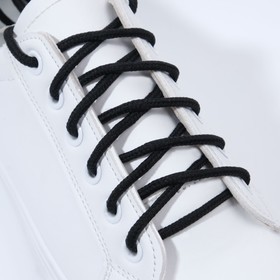 Шнурки для обуви, пара, круглые, d = 3 мм, 120 см, цвет чёрный Ош
