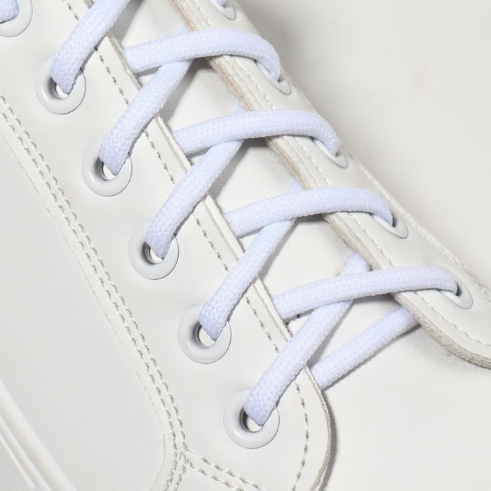 фото Шнурки для обуви, пара, круглые, d = 3 мм, 120 см, цвет белый onlitop