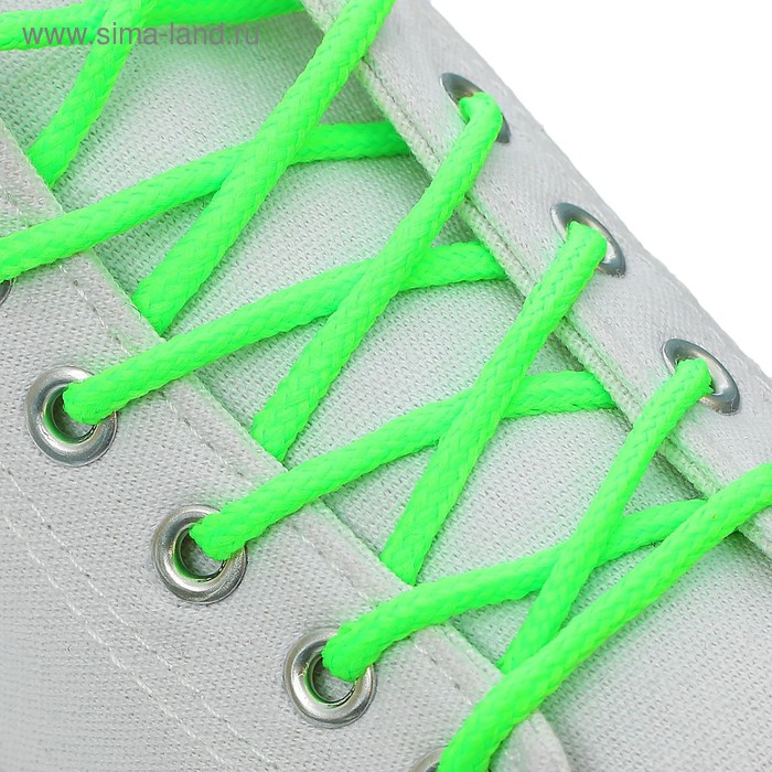 фото Шнурки для обуви, пара, круглые, d = 3 мм, 120 см, цвет зелёный неоновый onlitop