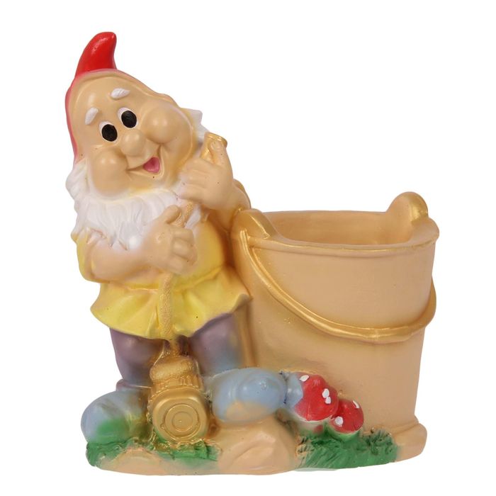 Фигурное кашпо "Гном-садовник" большое, микс