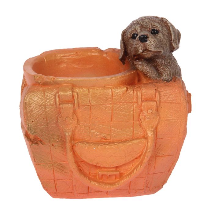 Фигурное кашпо "Собака в сумке" микс