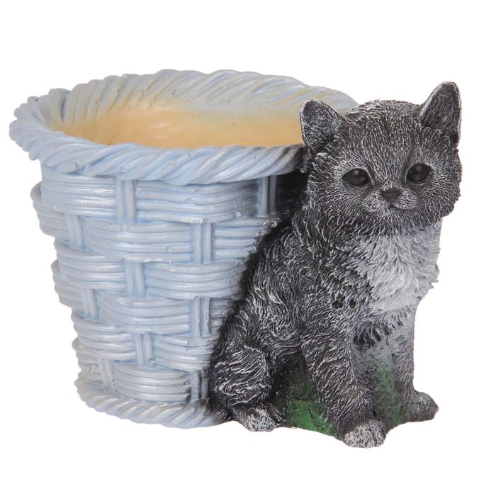 Фигурное кашпо "Кот возле корзины" 0,6 л, микс