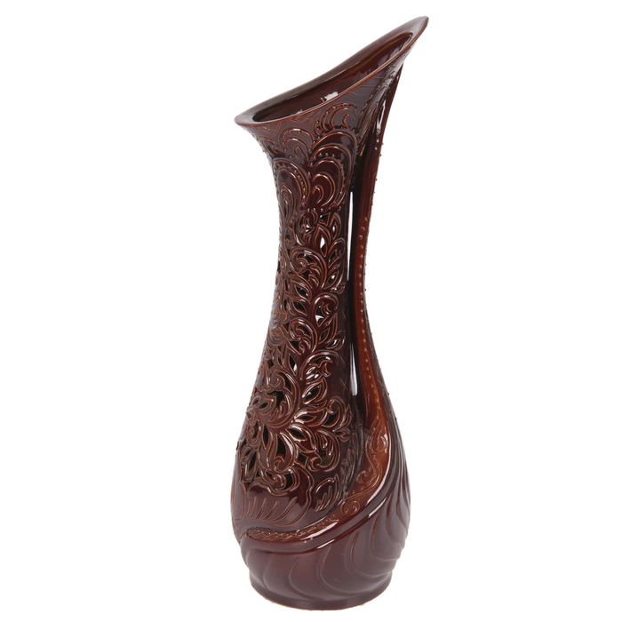 Ваза напольная "Лотос" резка, коричневая, микс