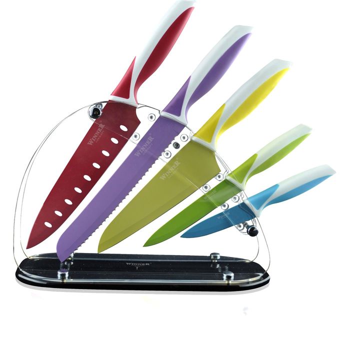 Набор ножей, 6 пр: поварской 32 см, д/хлеба 32 см, "сантоку" 30 см, универсальный 23 см , д/очистки