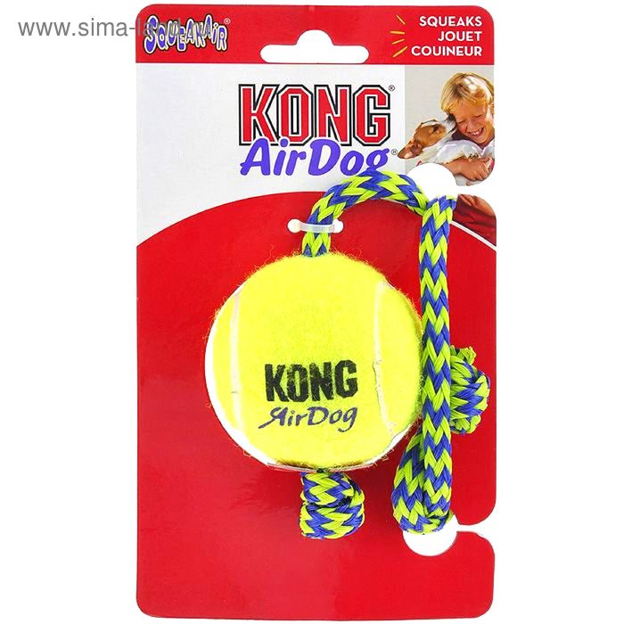 фото Теннисный мяч kong air для собак, с канатом, средний