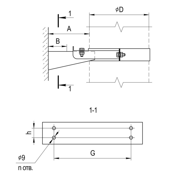 Кронштейн Феррум раздвижной №1 430/1,0 мм, d 115