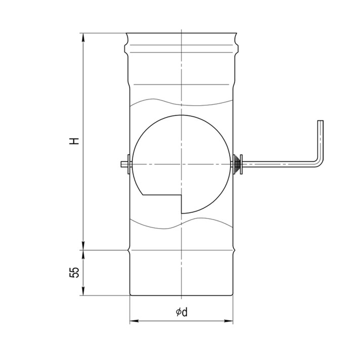 Заслонка Феррум шибер поворотный нержавеющая 439/0,8мм, d 200 мм