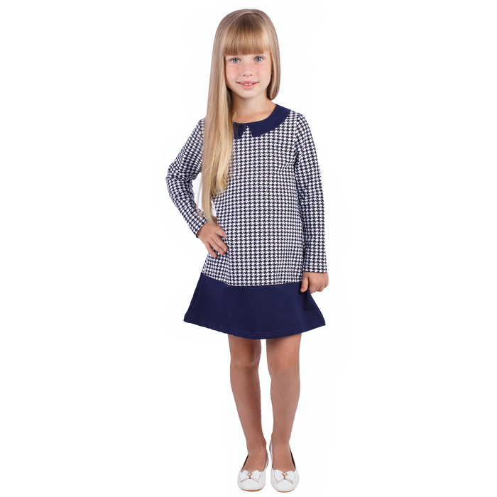 Платье для девочки "Высокий стиль", рост 104 см (54), принт гусиная лапка (арт. ДПД328258н_Д)