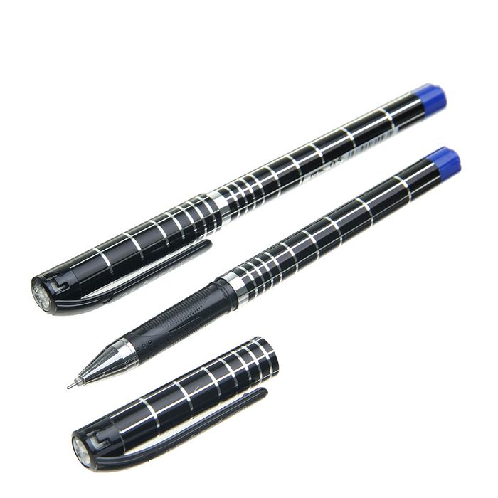 Ручка гелевая 0,5мм черная корпус черный с серебристым с рифленым держателем