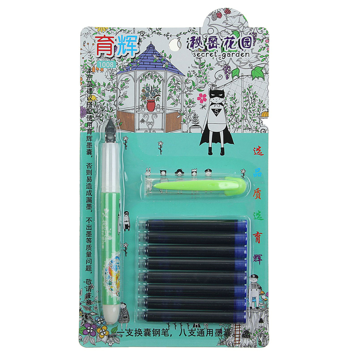 Ручка перьевая+8картриджей синих на блистере МИКС