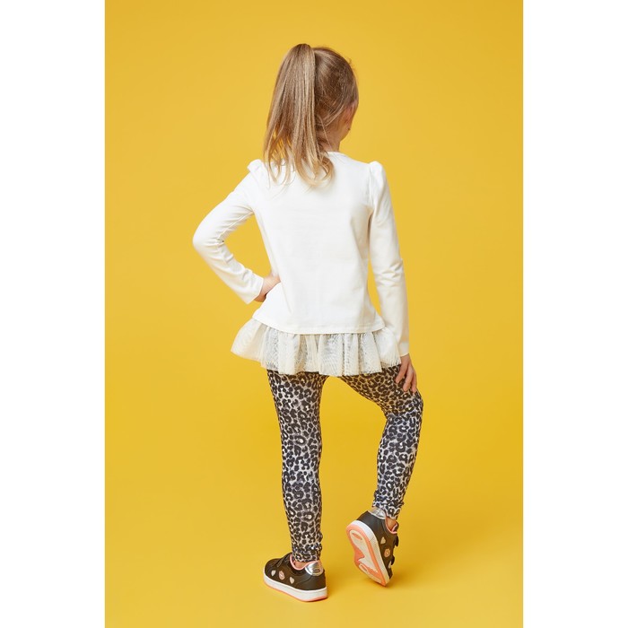 Легинсы для девочки "Волшебная радуга", рост 128 см (64), цвет серый, принт леопард ДРЛ894804н