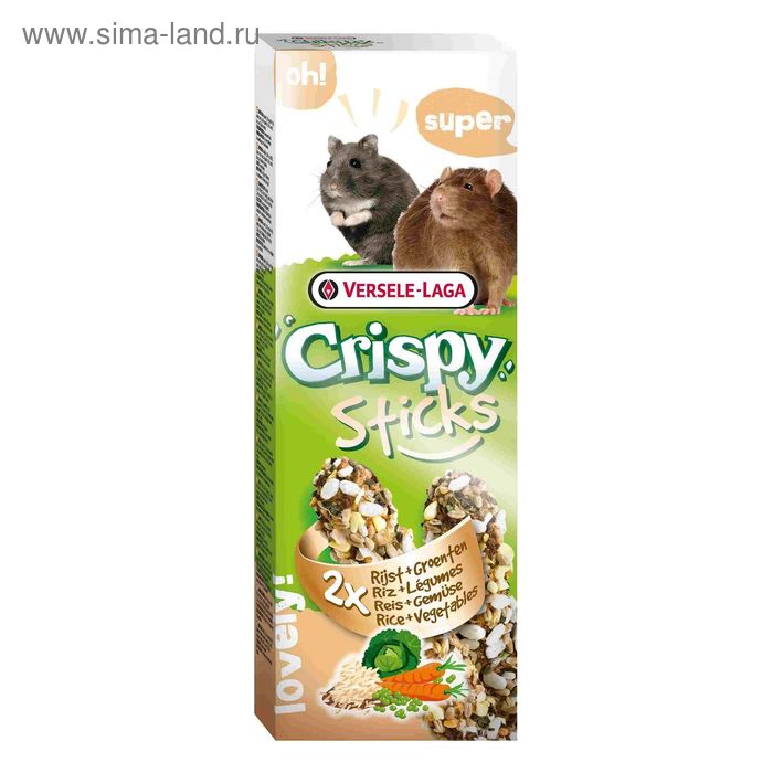 Палочки VERSELE-LAGA Crispy для хомяков и крыс, с рисом и овощами, 2х55 г