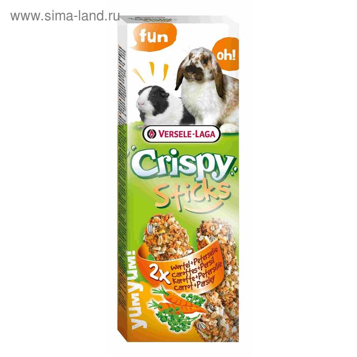Палочки VERSELE-LAGA Crispy для кроликов и морских свинок, с морковью и петрушкой, 2х55 г