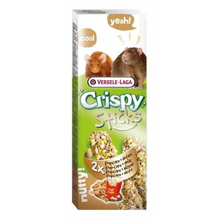Палочки VERSELE-LAGA Crispy для крыс и мышей, с попкорном и орехами, 2х55 г