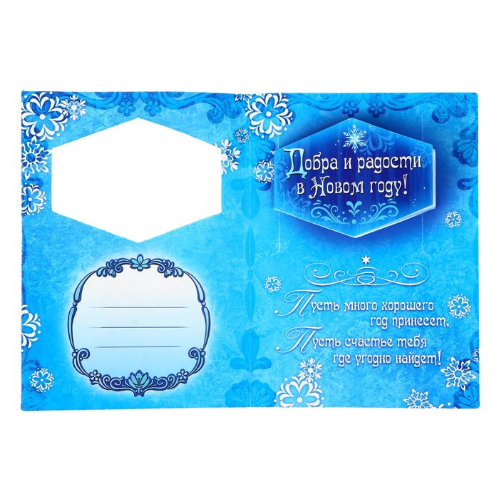 Набор подарочный: блокнот-открытка и пластиковая ручка "Счастья, радости, удачи!", Холодное с