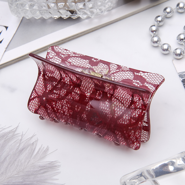 Краб для волос "Кружевной" прямоугольник, микс