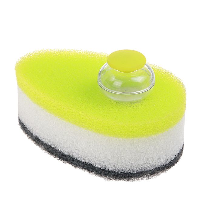 Набор губок для мытья посуды с дозатором, 3 шт