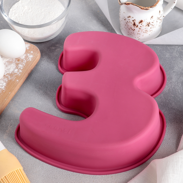 Форма для выпечки "Большая цифра три" 25х22х5 см, цвета МИКС