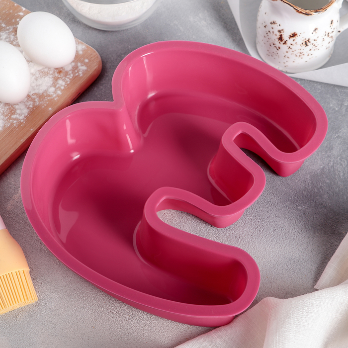 Форма для выпечки "Большая цифра три" 25х22х5 см, цвета МИКС